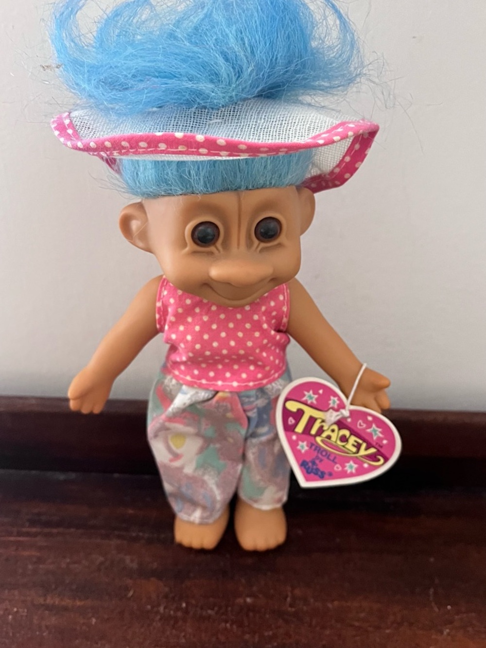 Vintage New w Tags Tracey 90’s Clothes Troll Doll - Pink Outfit with Blue Hair